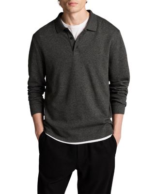 Heathered Double Face Long Sleeve Polo Shirt
