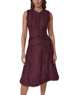 Textured Tweed A Line Midi Dress