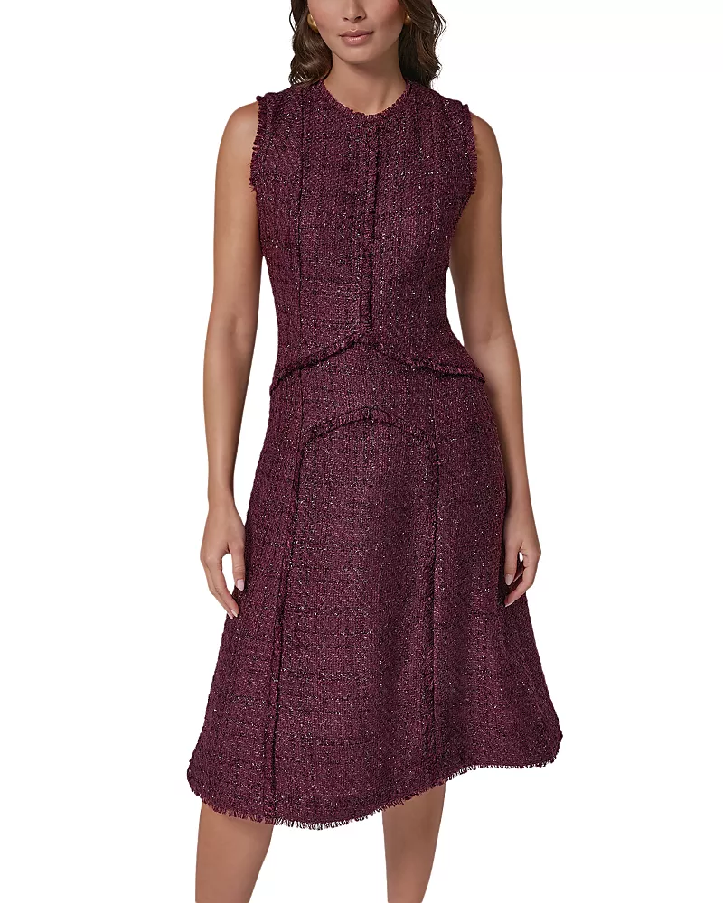 Donna Karan New York Textured Tweed A Line Midi Dress