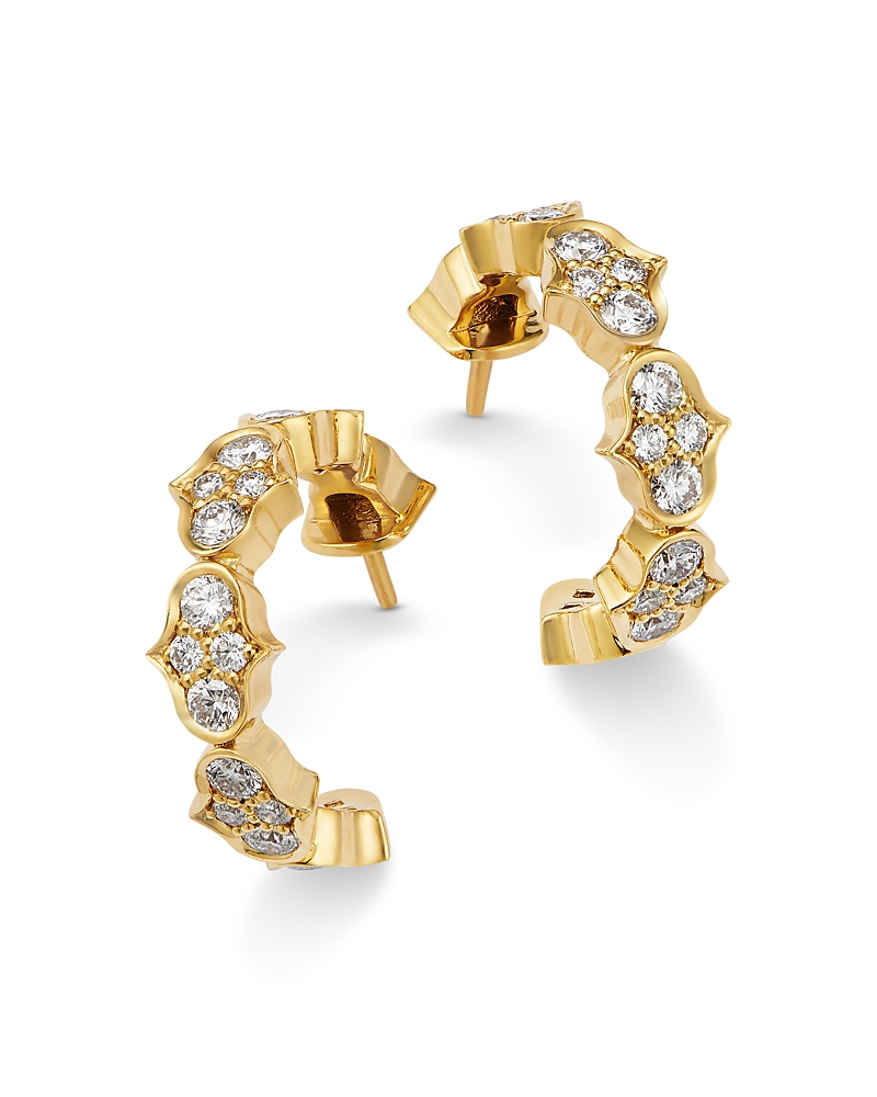 Roberto Coin 18K Yellow Gold Diamond Cobra Link Hoop Earrings, 1.88 tcw