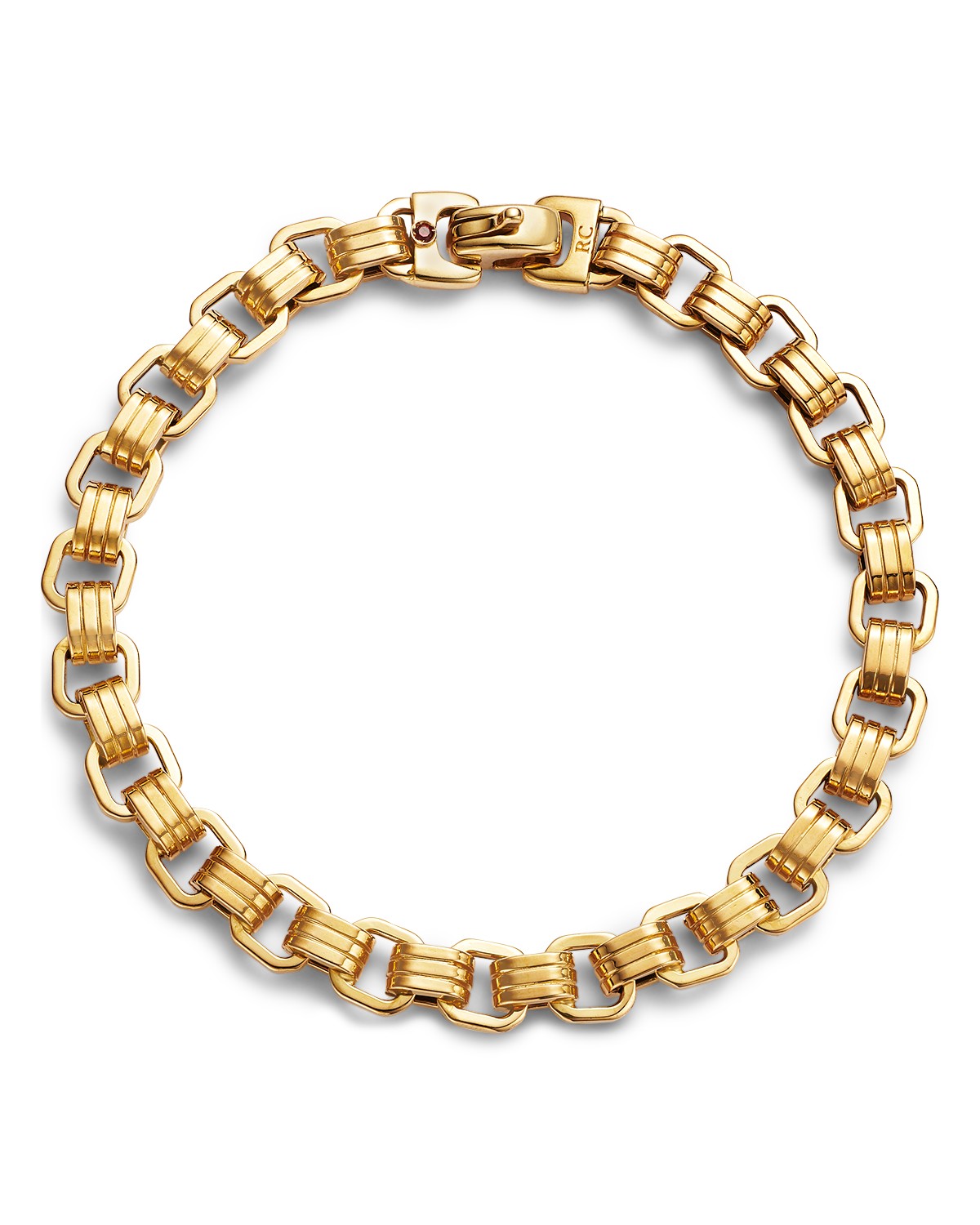 Roberto Coin 18K Yellow Gold Men's Ridged Link Chain Bracelet