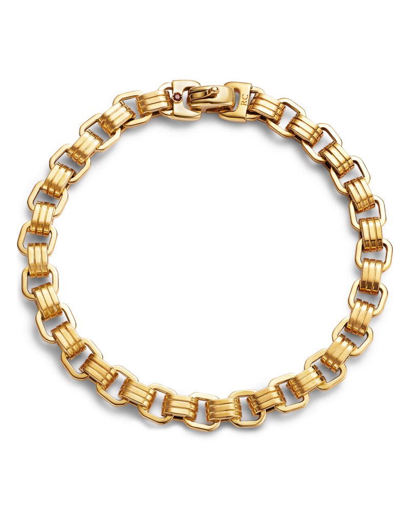 Roberto Coin 18K Yellow Gold Men's Ridged Link Chain Bracelet