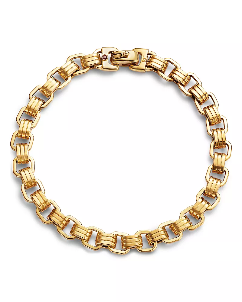 Roberto Coin 18K Yellow Gold Men's Ridged Link Chain Bracelet