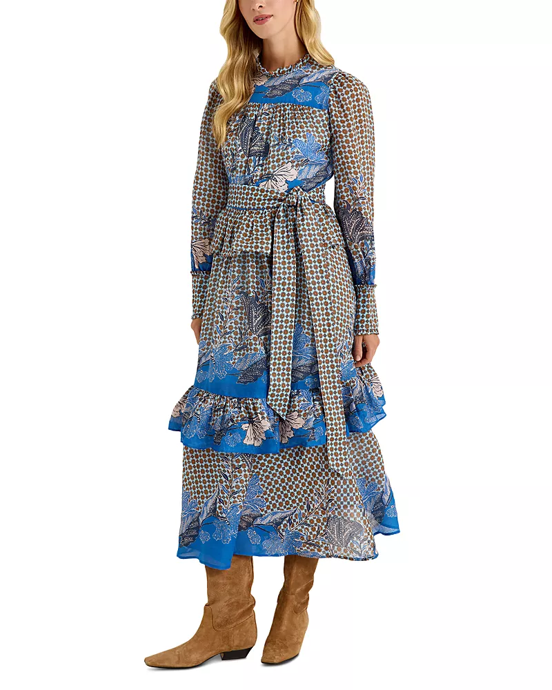 Marie Oliver Eleanor Tiered Ruffle Trim Dress