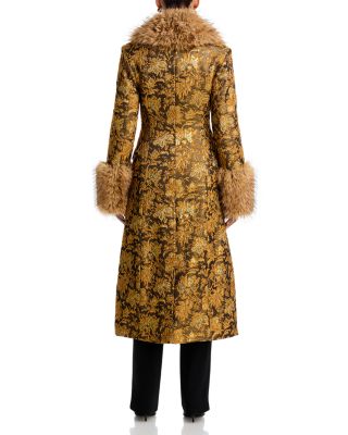Ivella Faux Fur Trim Jacquard Coat - thumbnail 4