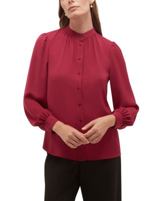 Betty Button Front Blouson Sleeve Blouse