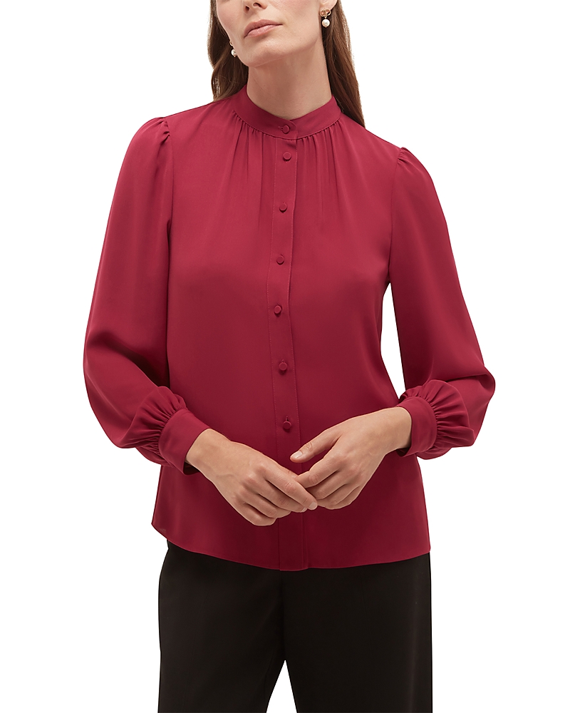 Hobbs London Betty Button Front Blouson Sleeve Blouse