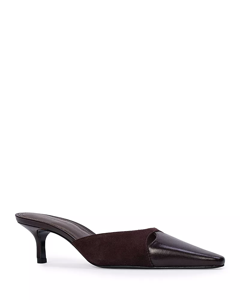 Black Suede Studio Women's Snip Toe Leather Mules