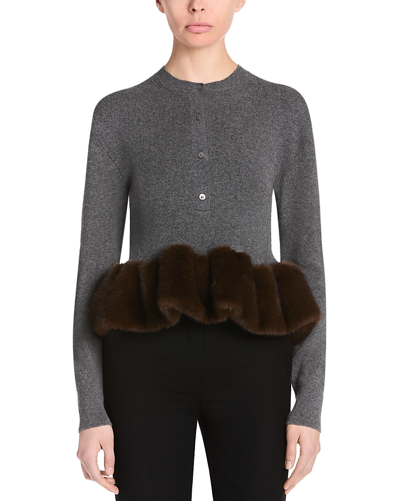 Stella McCartney Wool Blend Faux Fur Trim Sweater