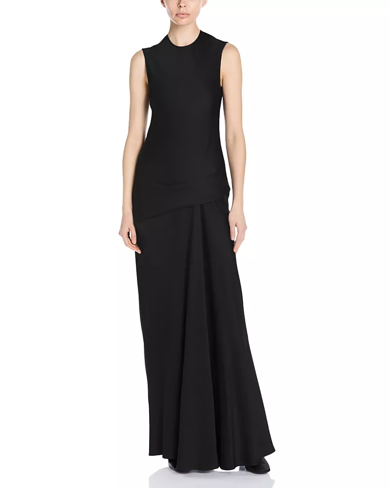 Stella McCartney Round Neck Draped Satin Gown