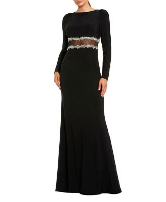 Mac Duggal Long Sleeve Jersey Gown With Jewel Detail