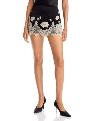 Alice and Olivia Rubi Lace Trim Mini Skirt