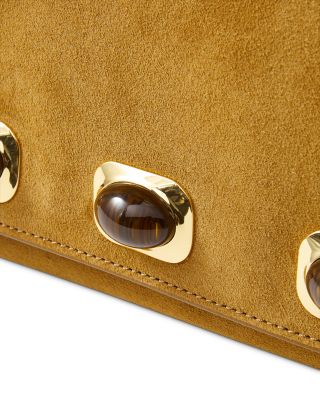 Stone Embellished Suede Crossbody Bag