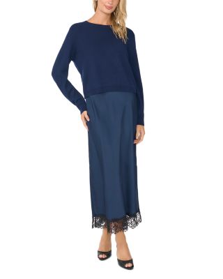 Two Piece Look Crewneck Slip Dress