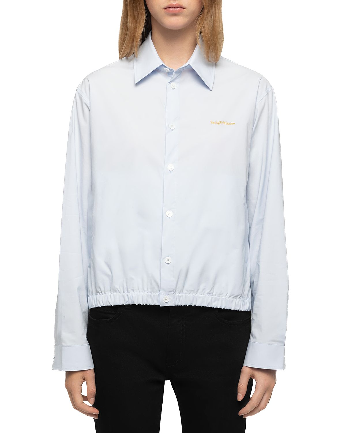 Zadig & Voltaire Toria Cotton Stretch Ruched Hem Shirt