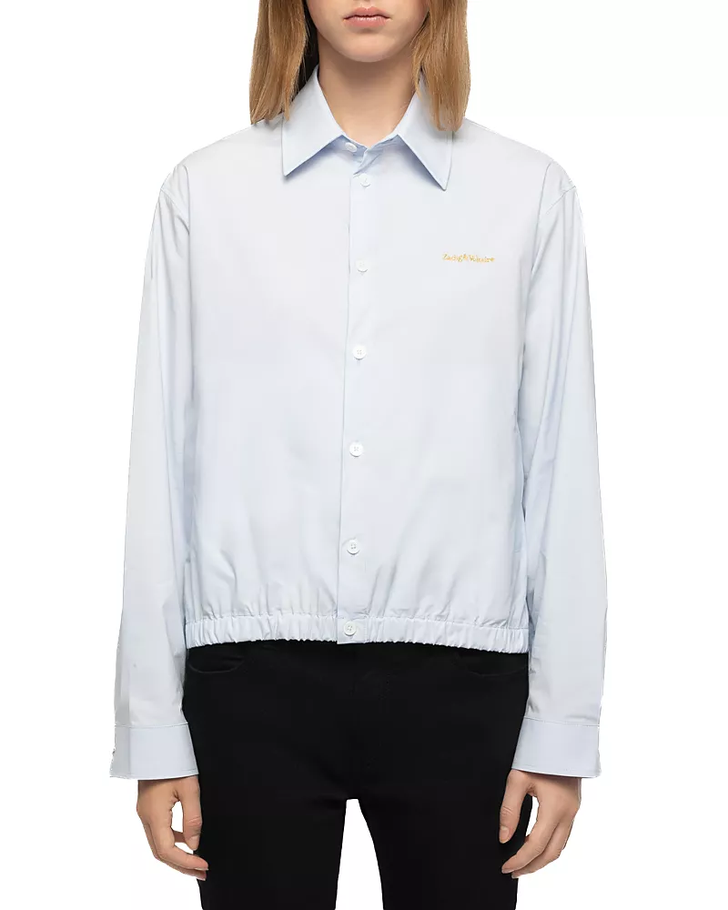 Zadig & Voltaire Toria Cotton Stretch Ruched Hem Shirt