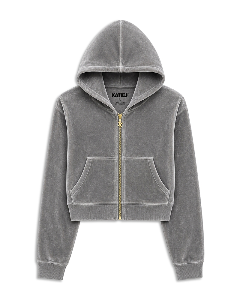 KatieJnyc Girls' Tween Jade Velour Zip Up Hoodie - Big Kid