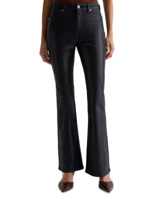 Farrah Leatherette Coated High Rise Bootcut Jeans in Leatherette Super Black
