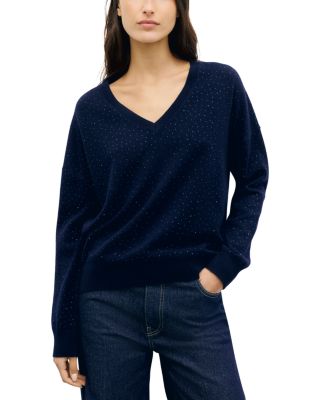 Reda Embellished Wool V Neck Sweater