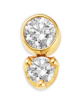 14K Yellow Gold Diamond Double Bezel Single Stud Earring, 0.08 tcw