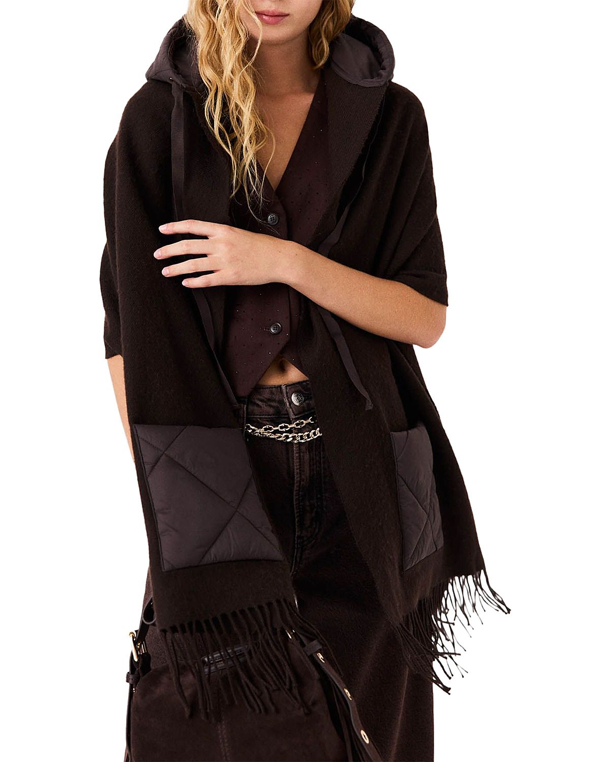 Maje Hooded Wool Scarf