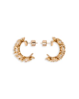 Imitation Pearl Flower C Hoop Earrings 