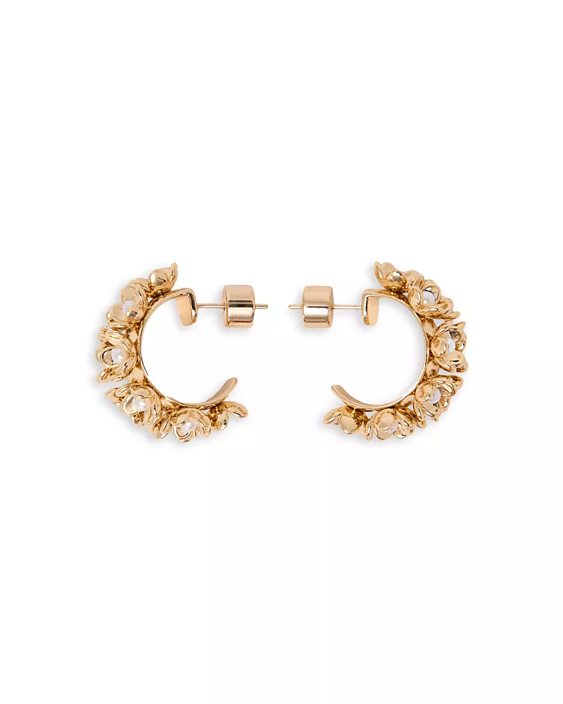 Maje Imitation Pearl Flower C Hoop Earrings