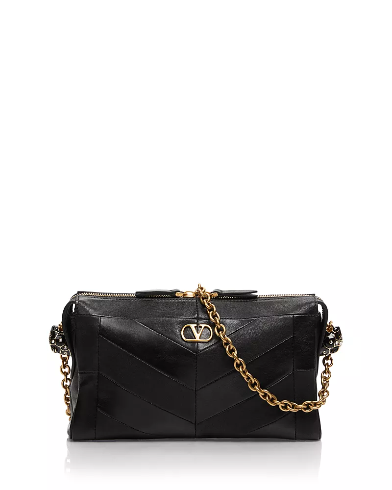 Valentino Garavani Panthea Small Leather Chevron Shoulder Bag