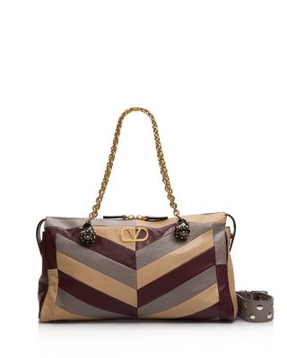 VLogo Chevron Patchwork Leather Shoulder Bag