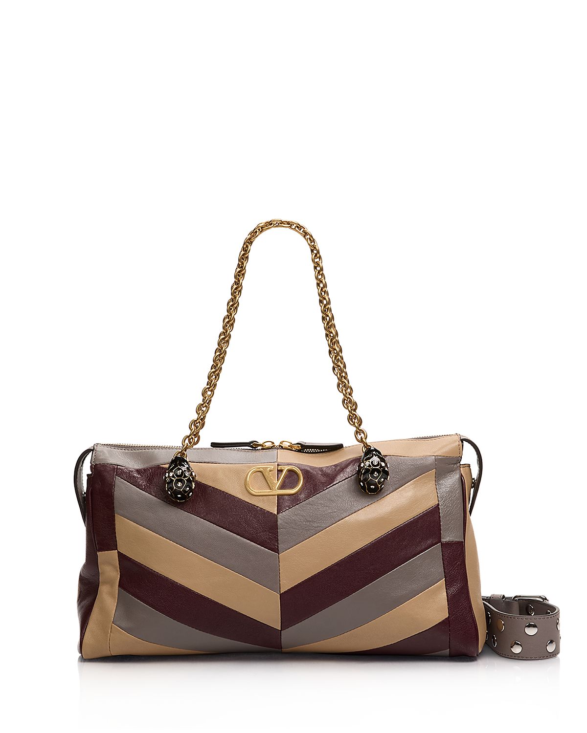 Valentino Garavani VLogo Chevron Patchwork Leather Shoulder Bag