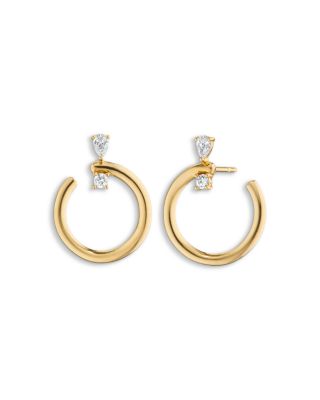 18K Yellow Gold Sun Moon & Stars Diamond Galaxy Wrap Hoop Earrings, 0.31 tcw
