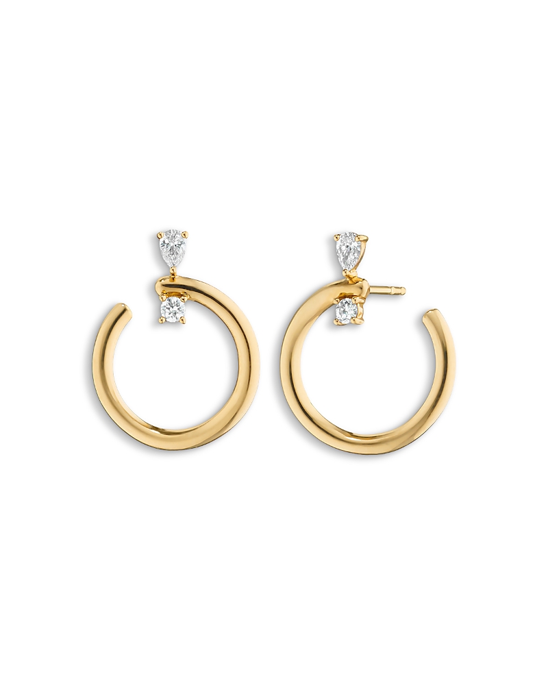 Monica Rich Kosann 18K Yellow Gold Sun Moon & Stars Diamond Galaxy Wrap Hoop Earrings, 0.31 tcw · OS