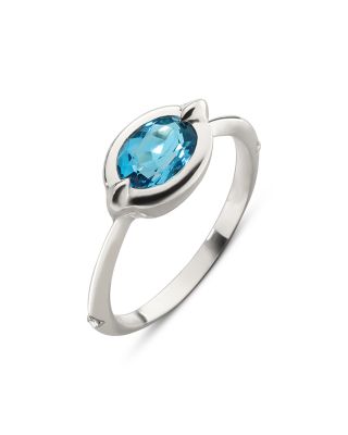 Sterling Silver Points North London Blue Topaz & White Sapphire Ring
