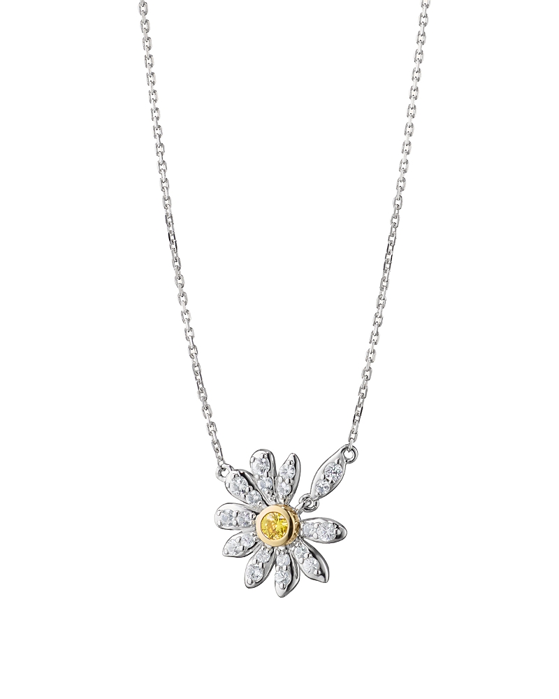 Monica Rich Kosann 18K Yellow Gold & Sterling Silver Charms Necklaces Yellow & White Sapphire Loves Me Daisy Pendant Necklace, 16-18 · OS