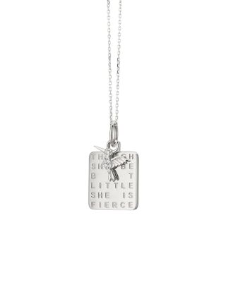 Sterling Silver White Sapphire "She is Fierce" Pendant Necklace, 18"