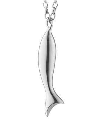 Sterling Silver Perseverance Fish Charm Necklace, 32"
