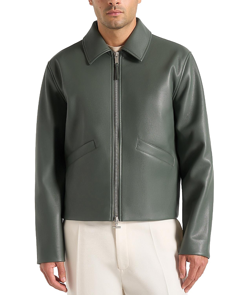 Maniere De Voir Yves Minimal Leather Jacket