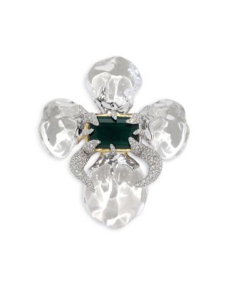 Alexis Bittar Silverlake Crystal, Pyrite & Lucite Flower Pin