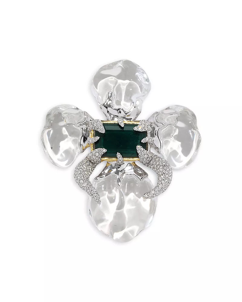 Alexis Bittar Silverlake Crystal, Pyrite & Lucite Flower Pin