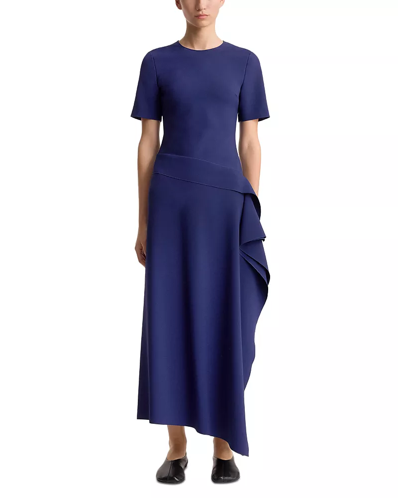 Fforme Chloe Asymmetric Draped Skirt Dress