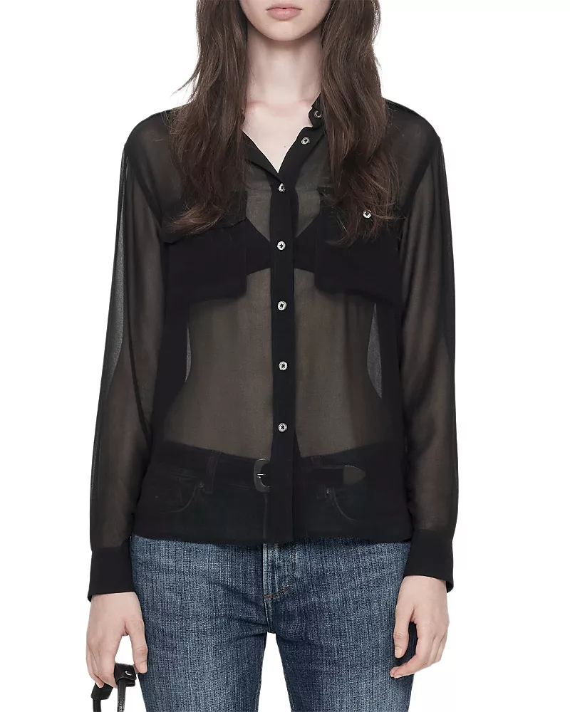 Allsaints Maven Sheer Military Shirt