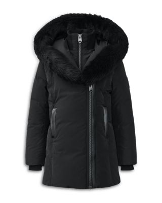 Girls' Hooded Shearling Trim Down Coat - Big Kid