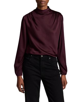 Draped Cowl Neck Long Sleeve Top