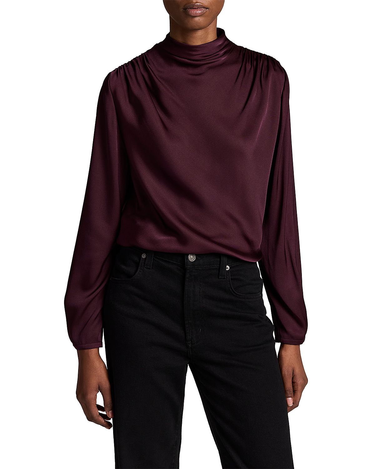 Vince Draped Cowl Neck Long Sleeve Top