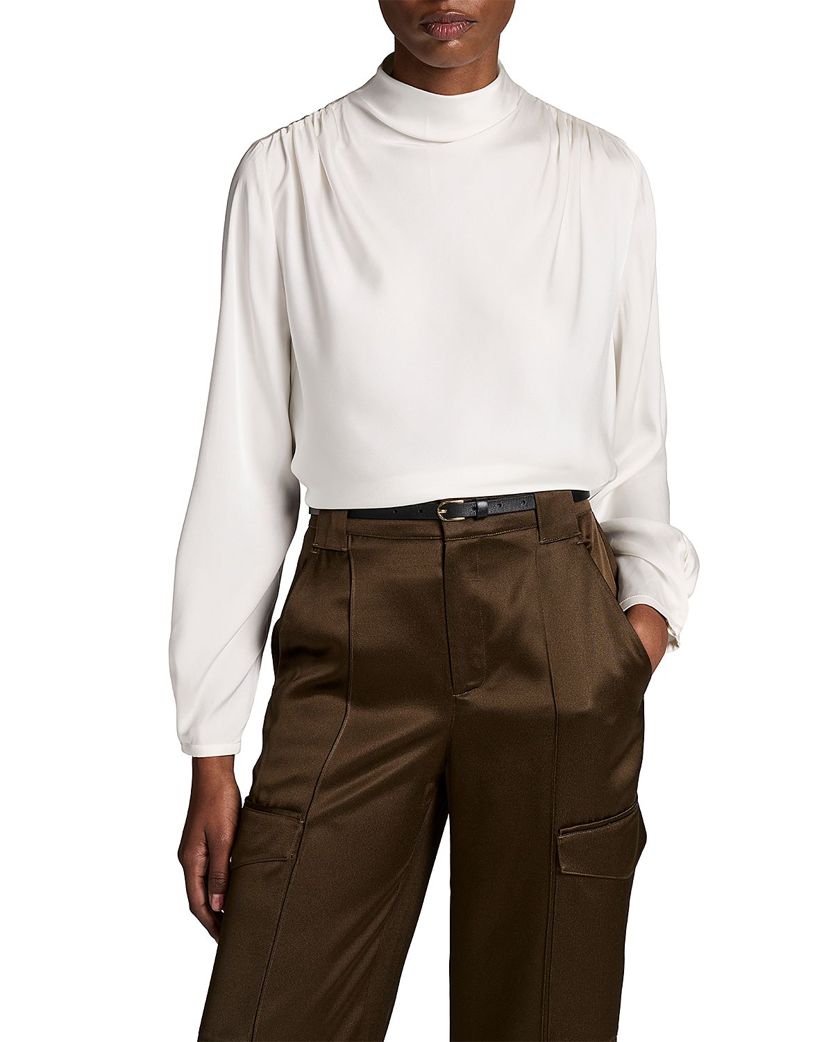 Vince Draped Cowl Neck Long Sleeve Top