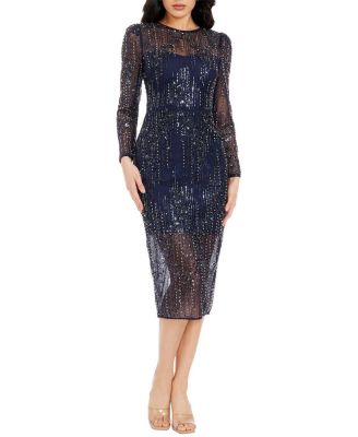 Sophia Long Sleeve Floral Lace Midi Dress