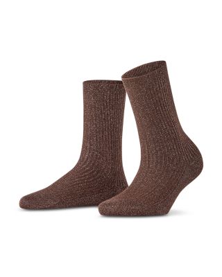 Shiny Rib Crew Socks