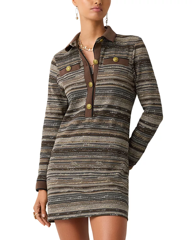 Ramy Brook Maria Houndstooth Collared Dress
