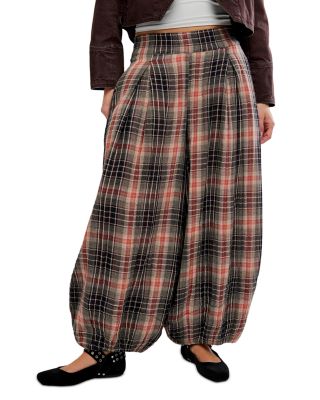 Moonflower Plaid Cotton Ballon Leg Pants