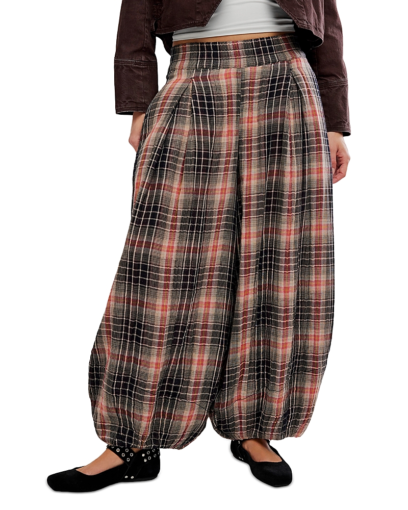 Free People Moonflower Plaid Cotton Ballon Leg Pants